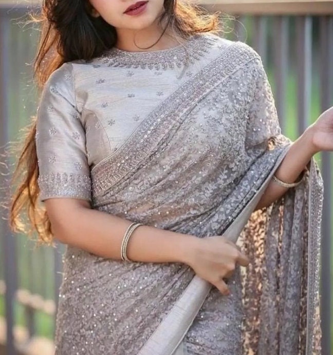 Stone work wedding sarees clearance