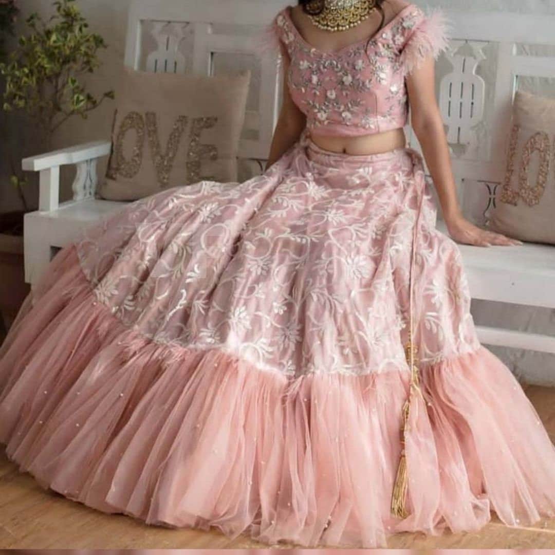 Lehenga Choli Indian Designer Pink Lehenga Soft Net Ruffle - Etsy UK