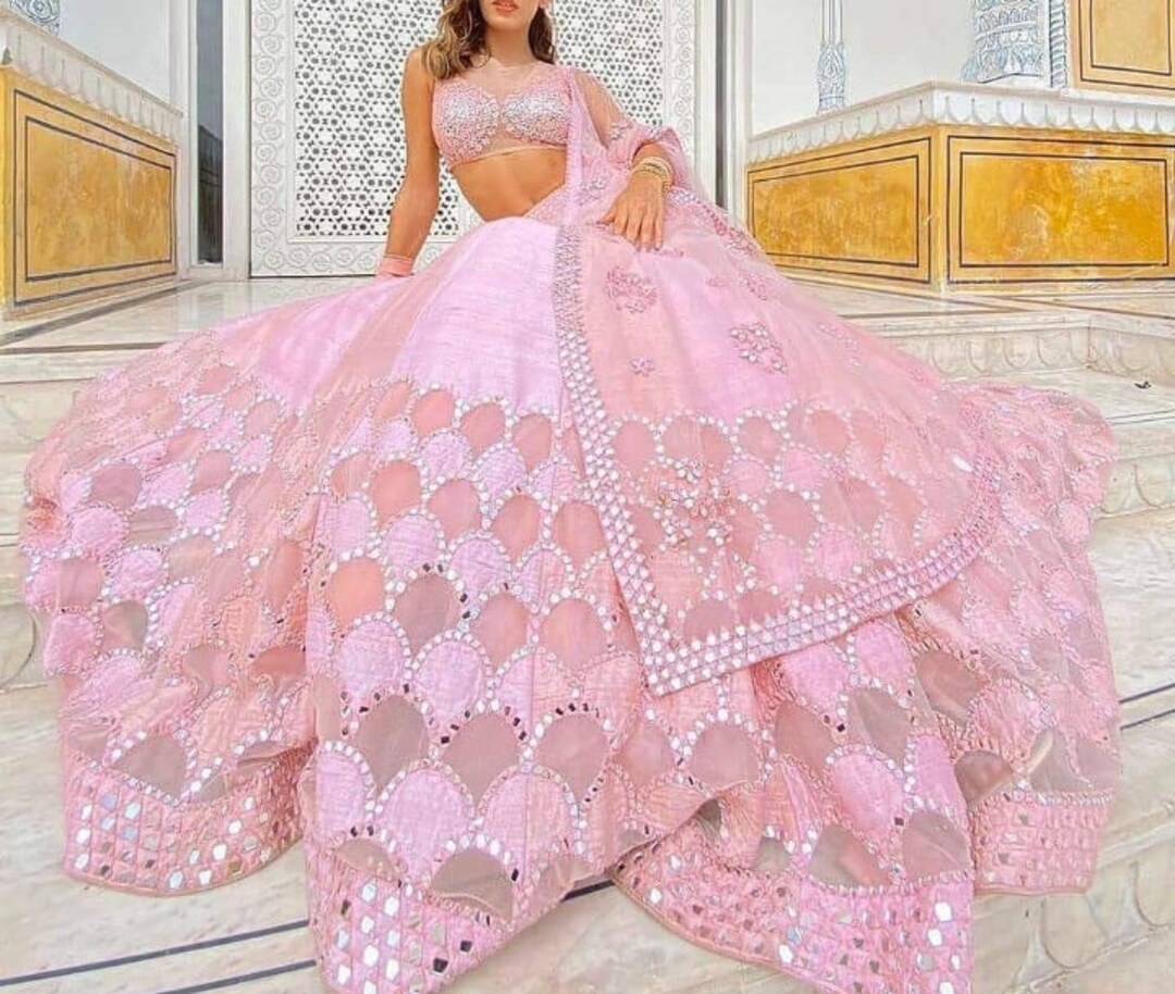 Baby Pink Lehenga Choli Embroidery Lehenga Women's Etsy
