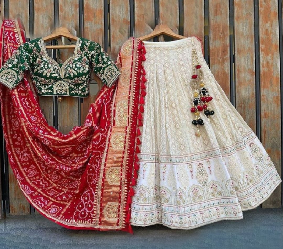 Cream Color Embroidery Work Lehenga Choli Party Wear Wedding