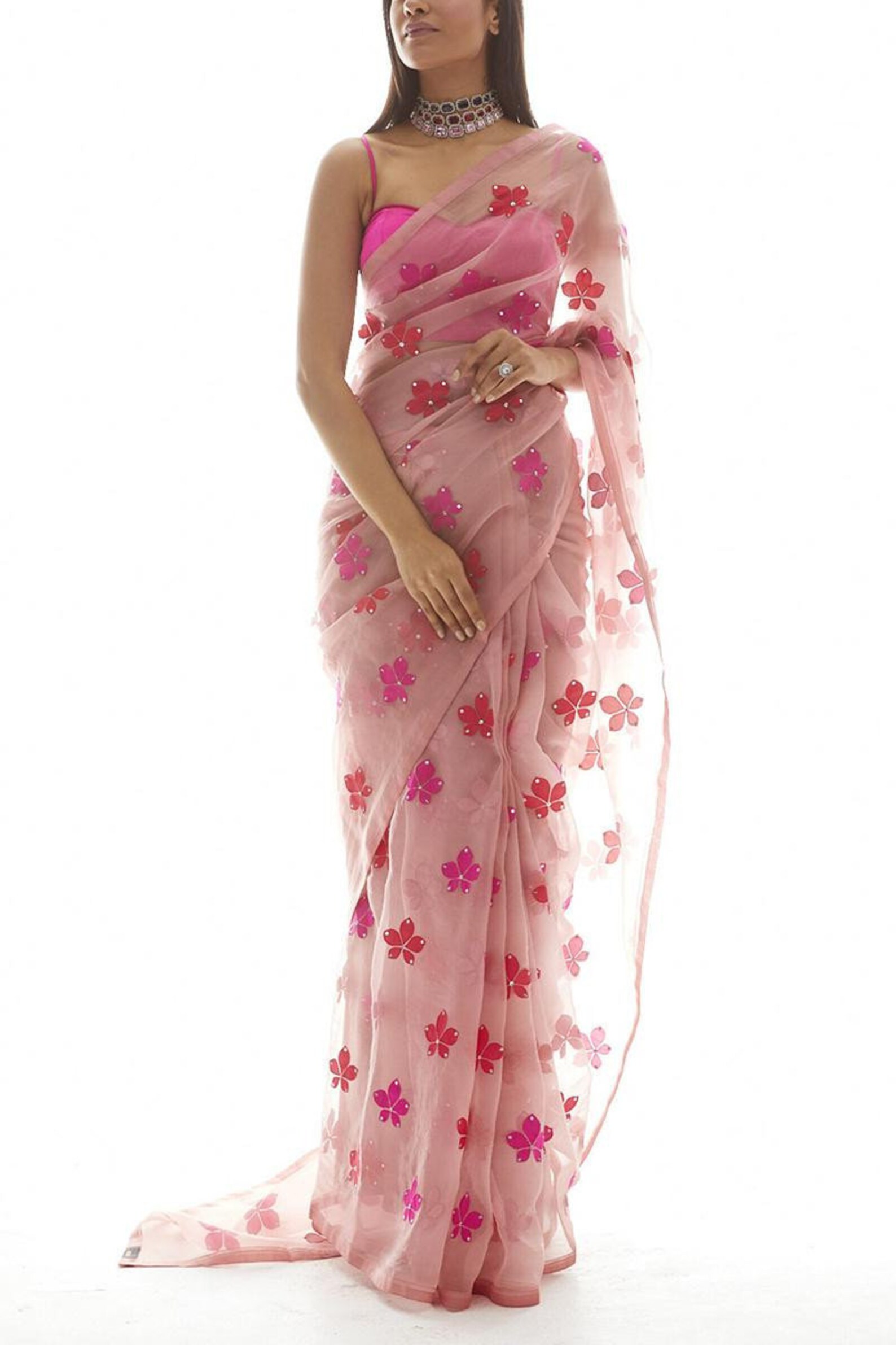 Pink Organza Saree Embroidery Saree Fancy Saree Celebrities Etsy