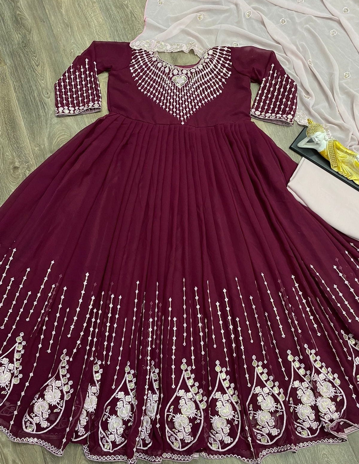 Fox Georgette Embroidery Anarkali Gown Anarkali Suit Indian | Etsy
