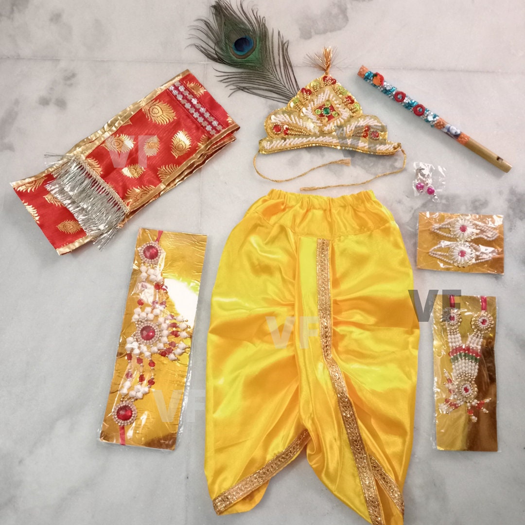 Pakhi Little Krishna Themed Krishna Costume Set with Accessories (18 - 24  Months, Turquoise Blue)