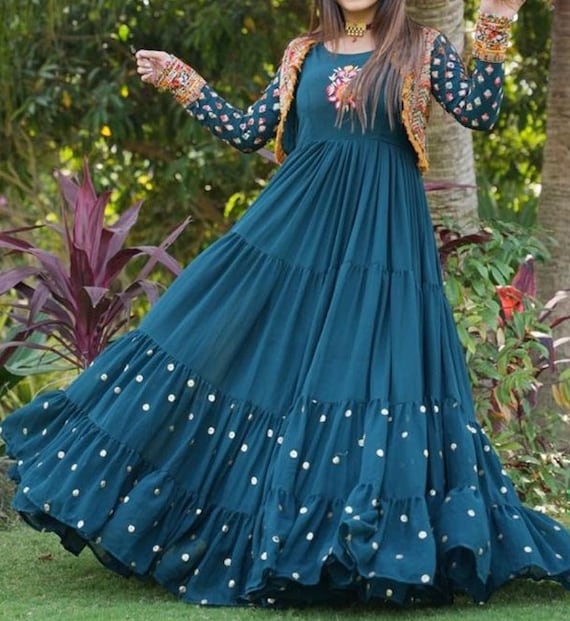 Party Wear Designer Georgette Long Frock Gown Dress With Dupatta For Women  in Nalanda at best price by Fashion Stores India - Justdial