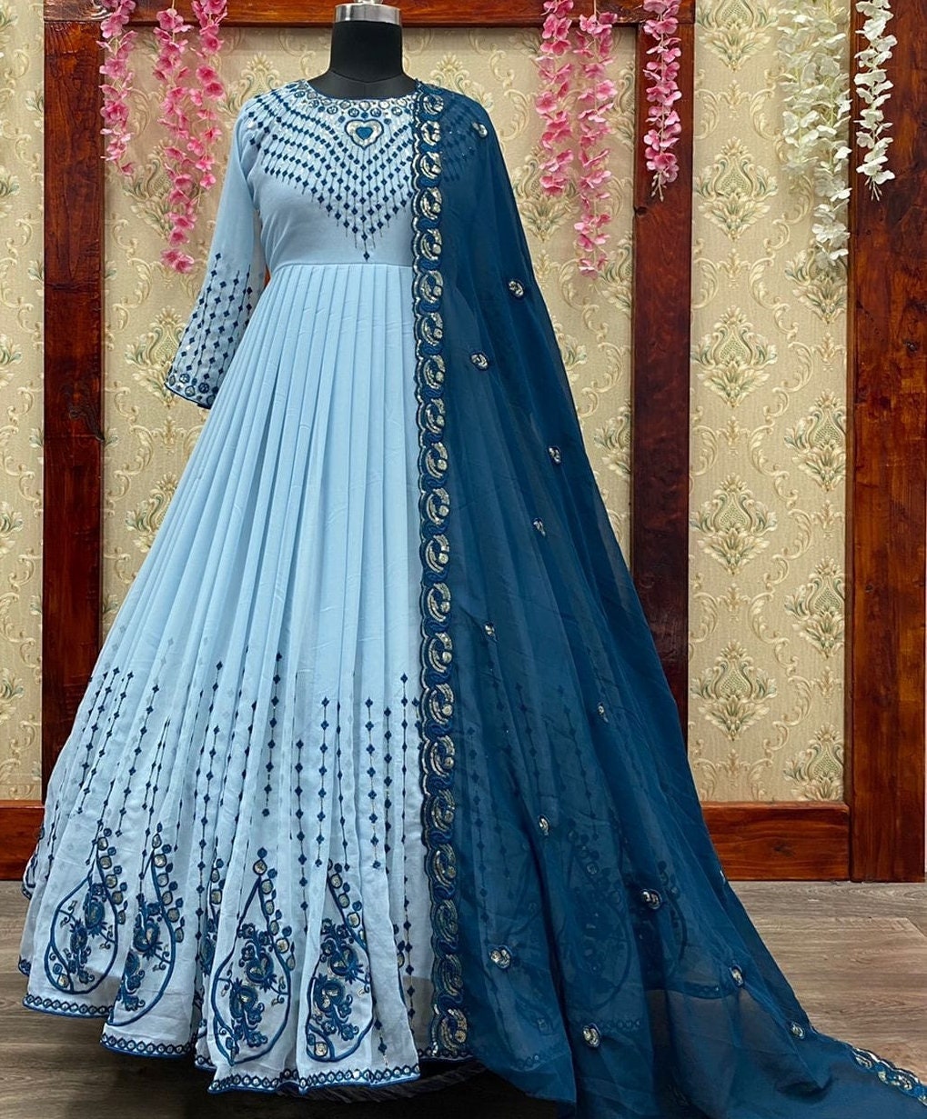 Fox Georgette Embroidery Anarkali Gown 