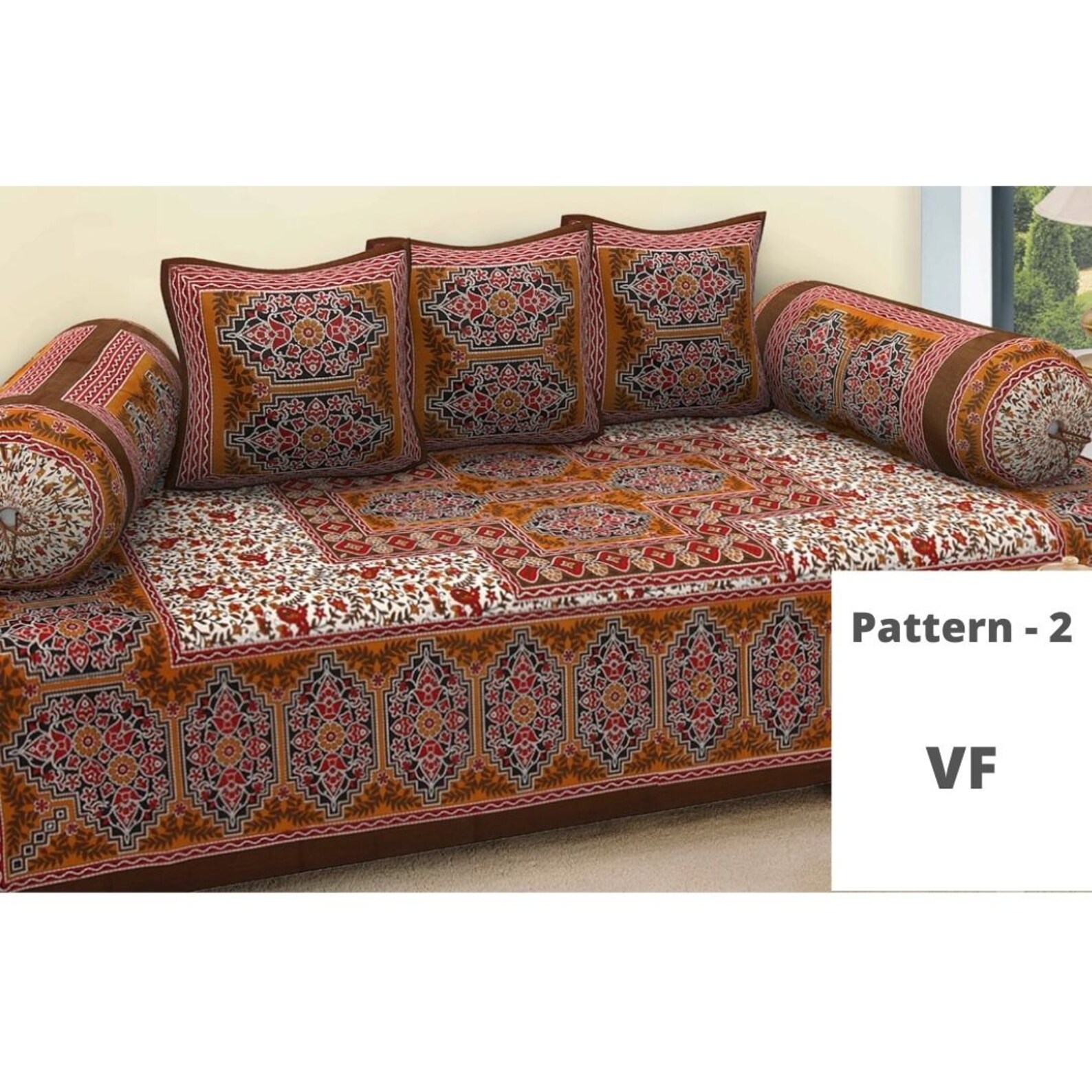 Indian Rajasthani Jaipuri Diwan Sets One Bed Sheet 2 Bolster Etsy