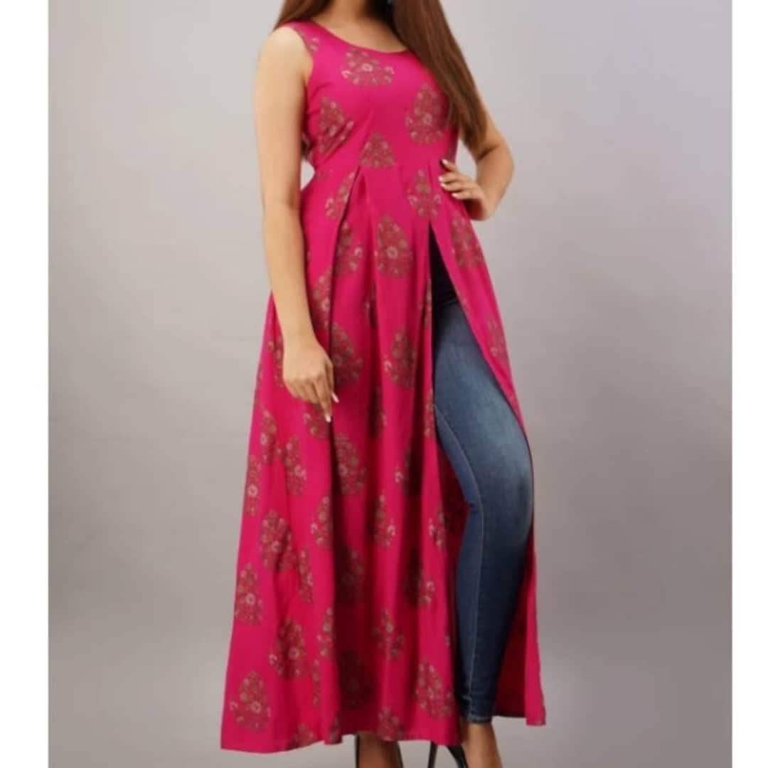 Daryah A-line Front Open Kurta VCR84 | A line kurta, Simple kurta designs,  Dress patterns