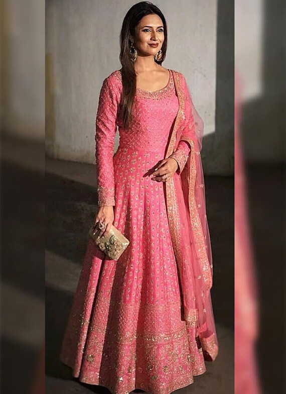 Designer Pink Zari Sequins Kurti Raw 