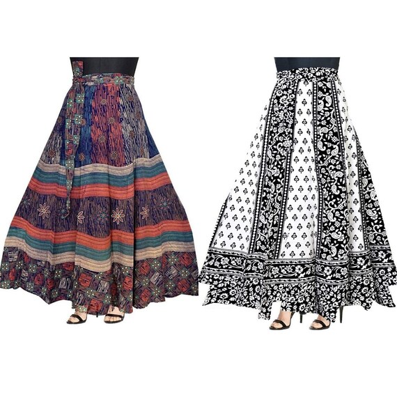 Pack de 2 Falda envolvente multicolor algodón para mujer - Etsy España