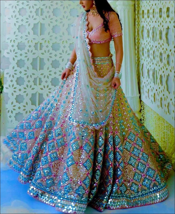 Multi Color Foil Mirror Work Women's Lehenga Choli - Etsy UK