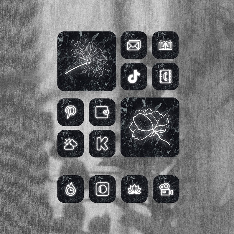 App Store Icon Aesthetic Black And White Marble Draw Signs