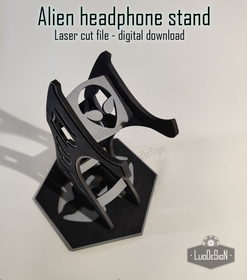 Alien Themed Headphone Stand Laser Cut Files, for Glowforge, CNC Etc ...