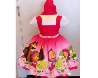 Masha Birthday Dress/ Masha Dress/ Masha Baby Dress/ Masha Party Costume/ Masha Outfit Tutu/ Masha Toddler Dress/ Masha and the bear dress