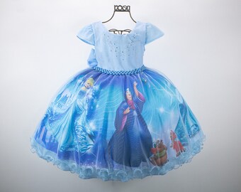 Cinderella Dress/ Cinderella Birthday Party Outfit/ Toddler Girls Princess Ball Gown/ Magic Kingdom Dress/ Cinderella Baby Dress Tutu