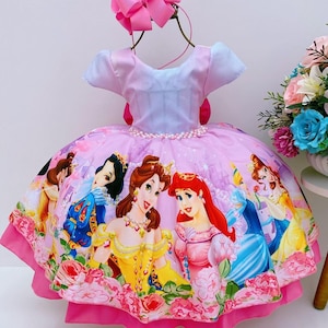 Robe de princesse / tenue d'anniversaire de princesse / Costume Disney rose pour tout-petit / robe de château Magic Kingdom / 1er 2e 3e 4e fête robe de bal Tutu