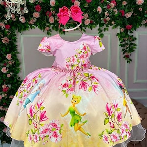 Tinkerbell Dress/ Tinkerbell Birthday Costume/ Fairy Princess Party Outfit/ Girls Toddler Baby Green Princess Dress/ Tinkerbell Tutu