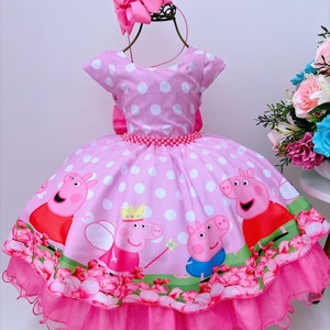 Peppa Pig Dress/ Peppa Pig Birthday Outfit/ Toddlers Peppa Costume Cosplay/ Baby Girl 1st 2nd 3rd Cake Smash Outfit Photoshoot Tutu/