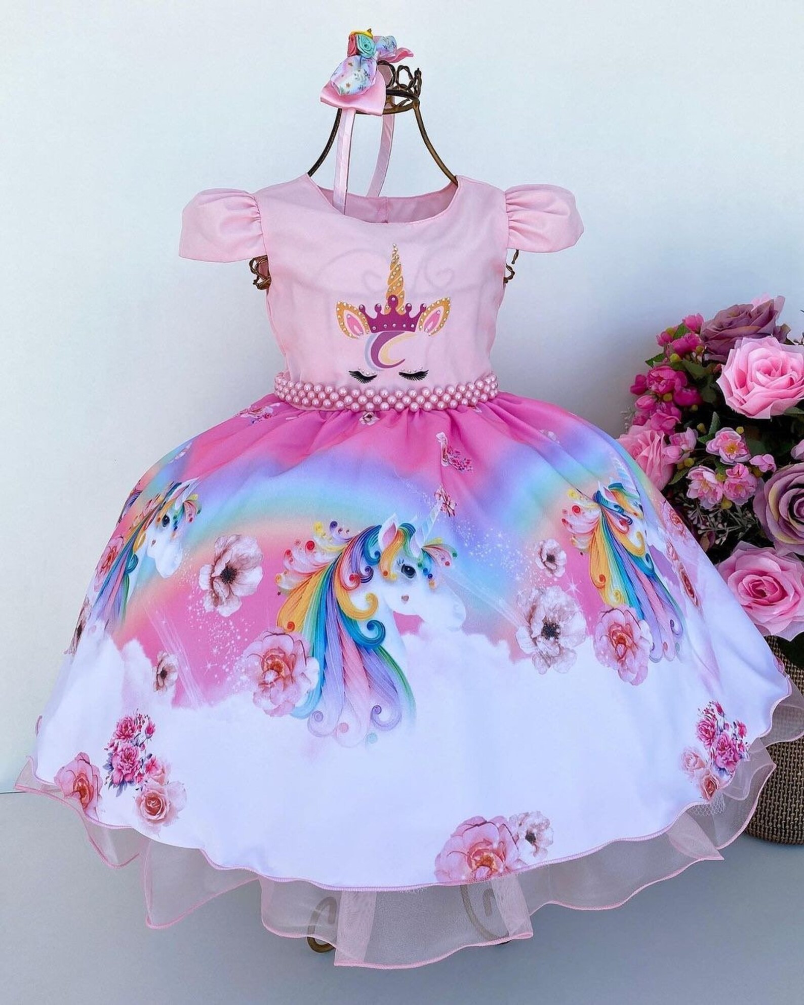 Unicorn Print Tie Dress main image 0