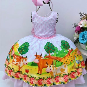 Farm Dress, Farm Animal Birthday Party Outfit, Girls Farm Dress Barnyard Party Tutu, Cowgirl Party Dress, 1st Birthday Dress, Cake Smash
