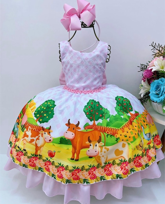 Farm Dress Farm Animal Birthday Party Outfit Girls Farm Dress Barnyard Party Tutu Cowgirl Party Dress 1st Birthday Dress Cake Smash Etsy UK