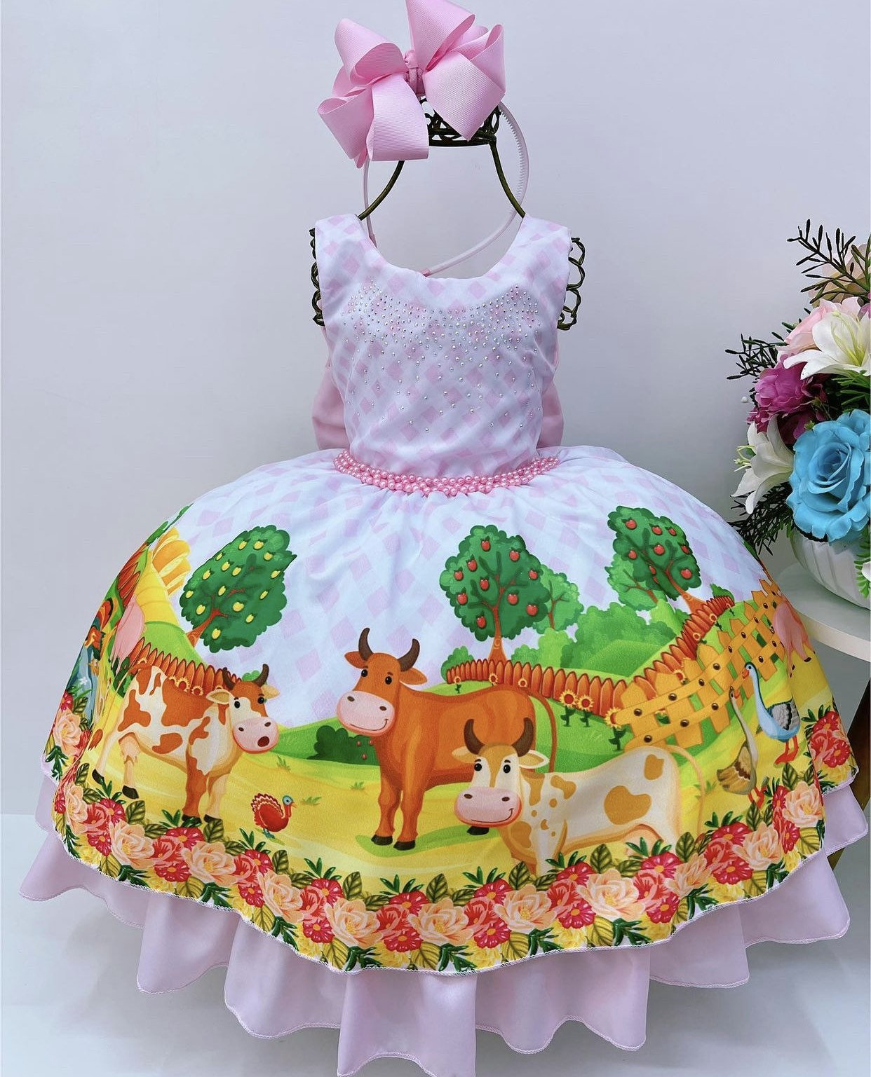 blue dress for baby girl Party Animal Birthday Dress – Cora and Violet main image 0