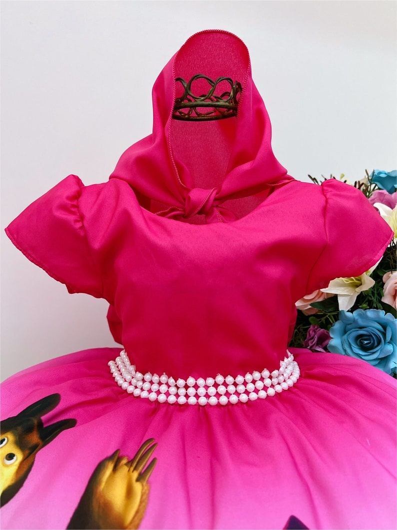 Masha and the bear dress/ Masha birthday outfit/ Masha toddler dress/ Masha baby dress/ Masha Costume/ 1st 2nd 3rd party outfit/ Masha Tutu zdjęcie 2