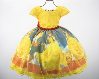 Belle Dress/ Belle Birthday Outfit/ Beauty And The Beast Costume/ Baby Girls 1st 2nd 3rd Birthday Party  Dress/ Princess Ball Gown Costume