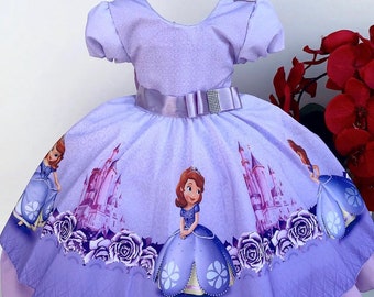 Sofia The First Princess Dress/ Sofia Birthday Outfit/ Toddler Girls Purple Princess Costume Ball Gown/ Baby Girls Tutu Cake Smash Outfit