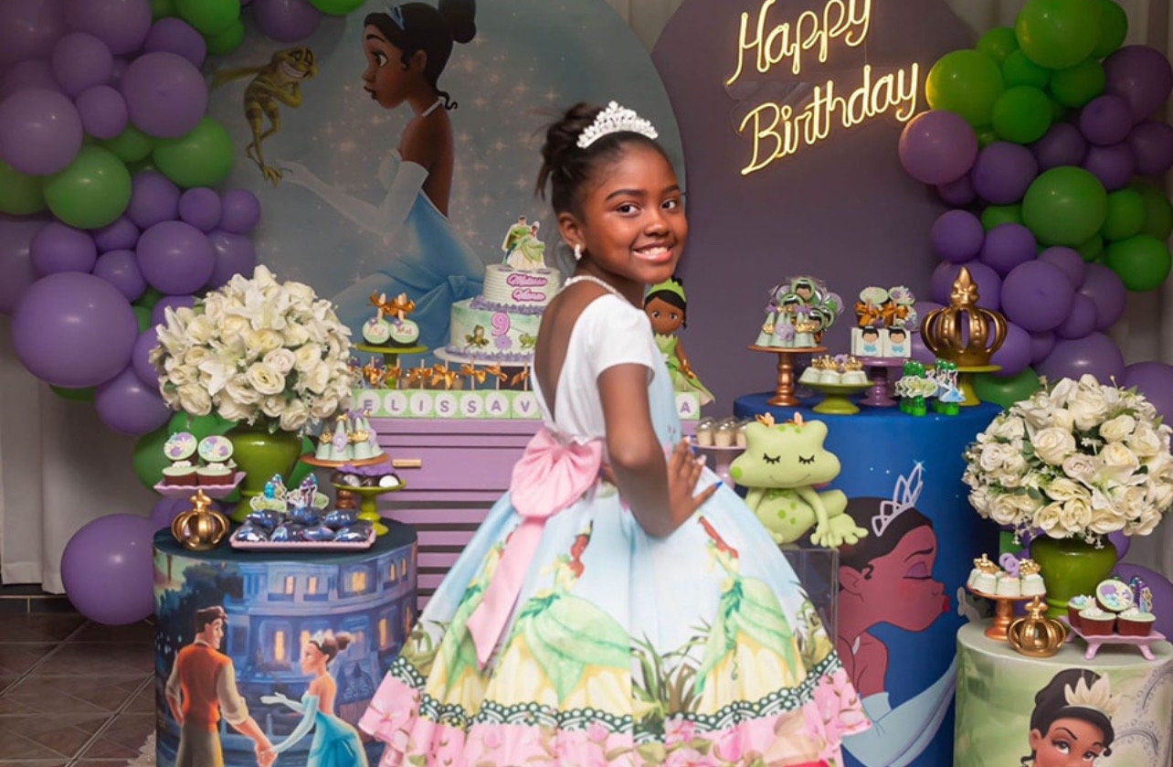 Girl Princess And The Frog Birthday Outfit Princess Tiana Tutu Set- Princess Tiana Outfit-Princess Tiana