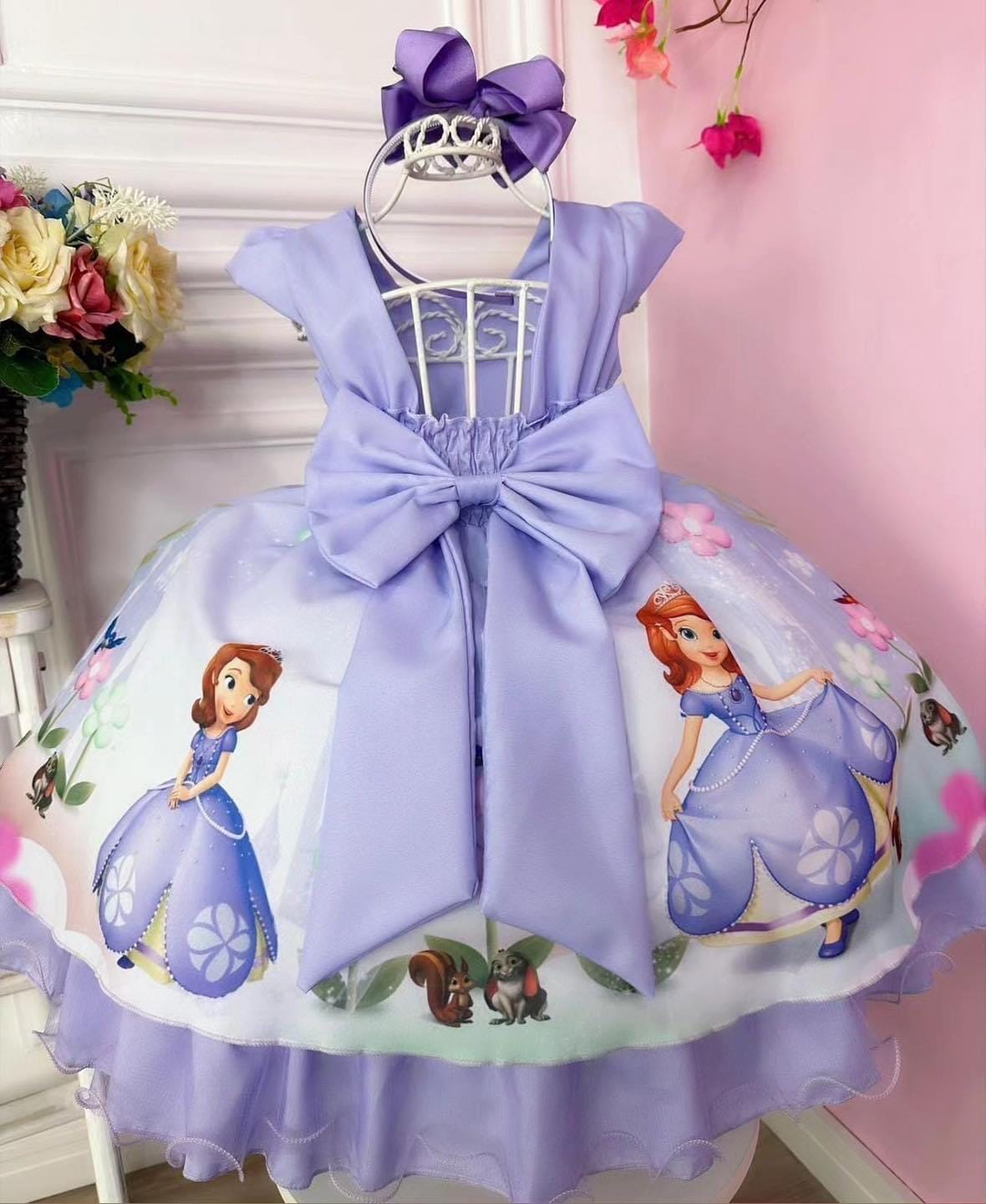 princess sofia dress walmart Girls Princess Sofia Costume Birthday Christmas Halloween Cosplay Dress With Accessories, Girl's, Size: 130cm/6-7T, Purple