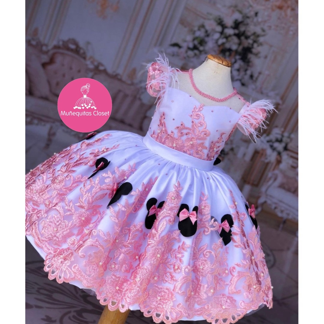 Baby Girls Pink Minnie Tutu Skirt Outfit for Kids Polka Dots Princess  Costumes for Birthday Party