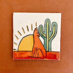 Lonely Coyote Talavera Coaster / Mexican Tile / Southwest Home Decor / Backsplash / Kitchen / Bathroom / Coffee Table Coaster