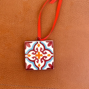 Talavera Tile Ornament / 2x2 Tile / Mexican Tile / Christmas / Thanksgiving / Tree Decor / Mini Gift