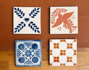 Barfuß Garten Talavera Tile Design Combo / 4er Pack Untersetzer / Talavera Tile / Mexikanische Fliese / Boho / Wüste / Garten