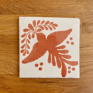 Bird (Orange) Talavera Coaster / Mexican Tile / Southwest Home Decor / Backsplash / Kitchen / Bathroom / Coffee Table Coaster