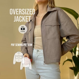 Veste oversize Jens - Patron de couture PDF avec tutoriel vidéo / Veste oversize Schnittmuster /