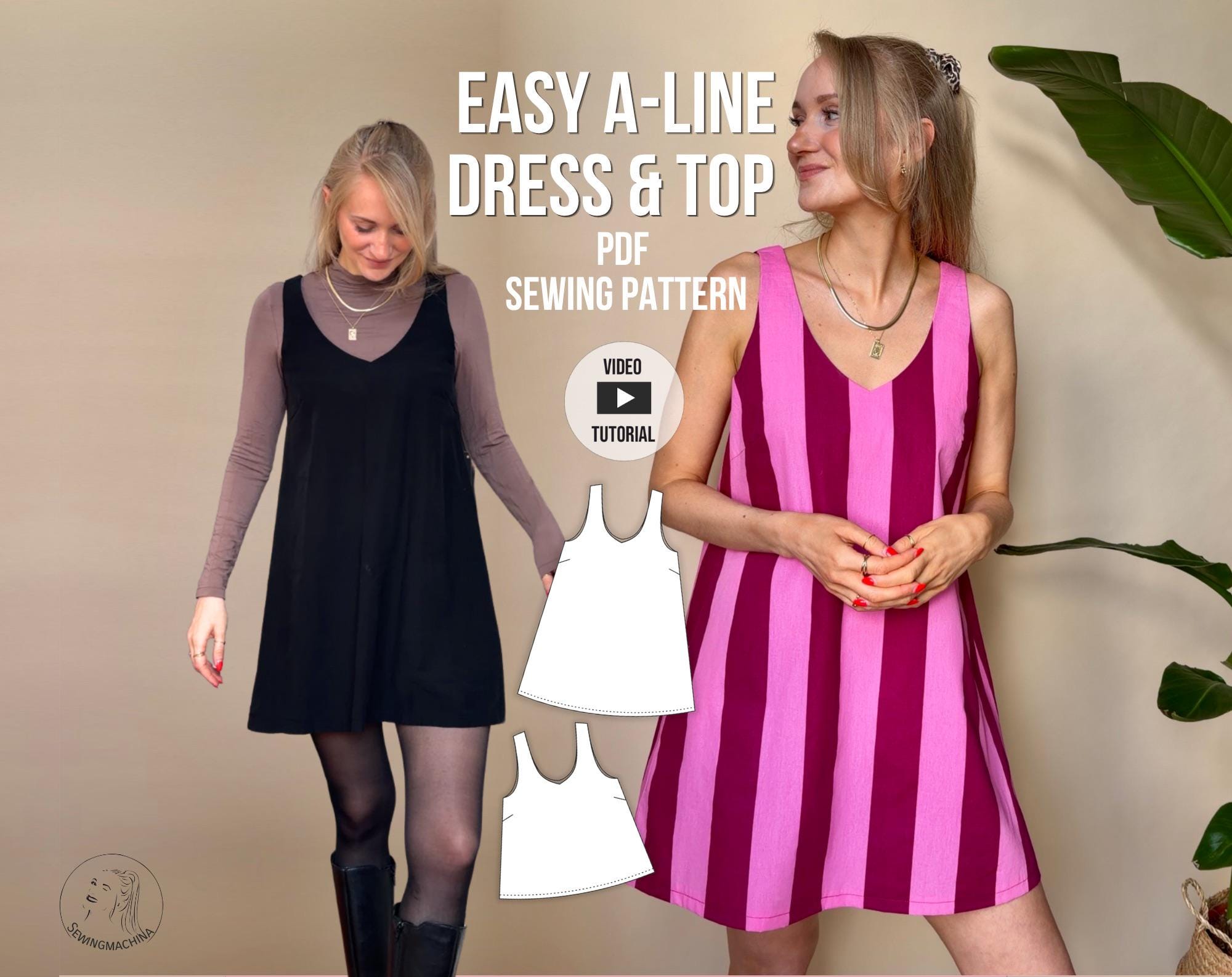 A-line Dress or Top: Easy Summer Sewing Pattern Emil (PDF) With Video Tutorial