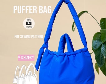 Padded tote bag Boris / easy PDF sewing pattern with video tutorial /Pufferbag