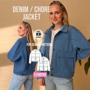 denim/chore jacket Jan / 2 lengths / PDF sewing pattern with Video tutorial