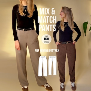 mix and match pants Horst / wide leg or tapered / PDF sewing pattern with video tutorial