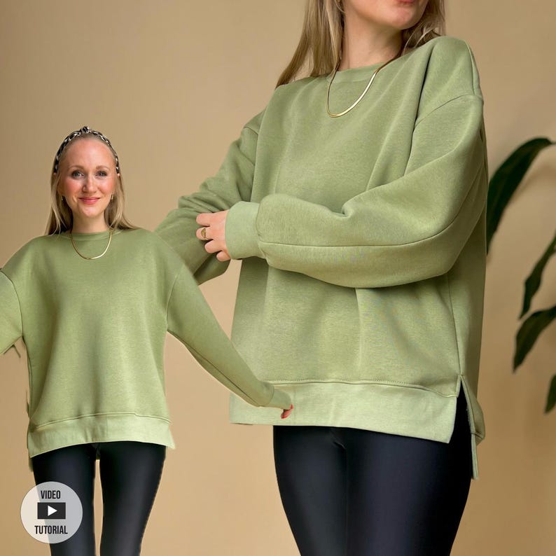 basic oversize pullover with side slit Anton / PDF sewing pattern / video tutorial / beginner-friendly / easy image 11