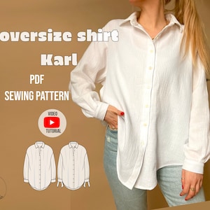 oversized Shirt PDF Schnittmuster, Schnittmuster oversize Bluse mit Video Tutorial