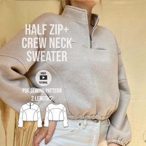 PDF Schnittmuster oversized trui Rundhals of halve ritssluiting Oskar / videotutorial / anfängerfreundlich