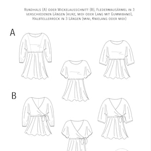 PDF sewing pattern batwing dress Bernd / Schnittmuster Fledermausärmel-Kleid / Video tutorial image 2