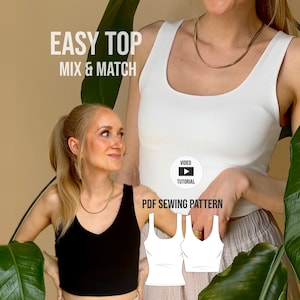 Basic Top Sewing Pattern: V-Neck or Round Neck - 3 Lengths (PDF Pattern)
