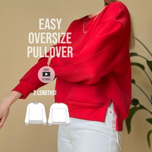 eenvoudige oversized trui met zijsplit Anton / pdf-naaipatroon / videotutorial / beginnersvriendelijk / eenvoudig