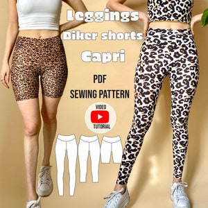 Leggings Leo Bikershorts Capri PDF Schnittmuster mit VIDEO Tutorial Bild 1