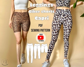 Leggings Leo - pantalones cortos de motociclista - Capri - PDF Schnittmuster mit VIDEO Tutorial