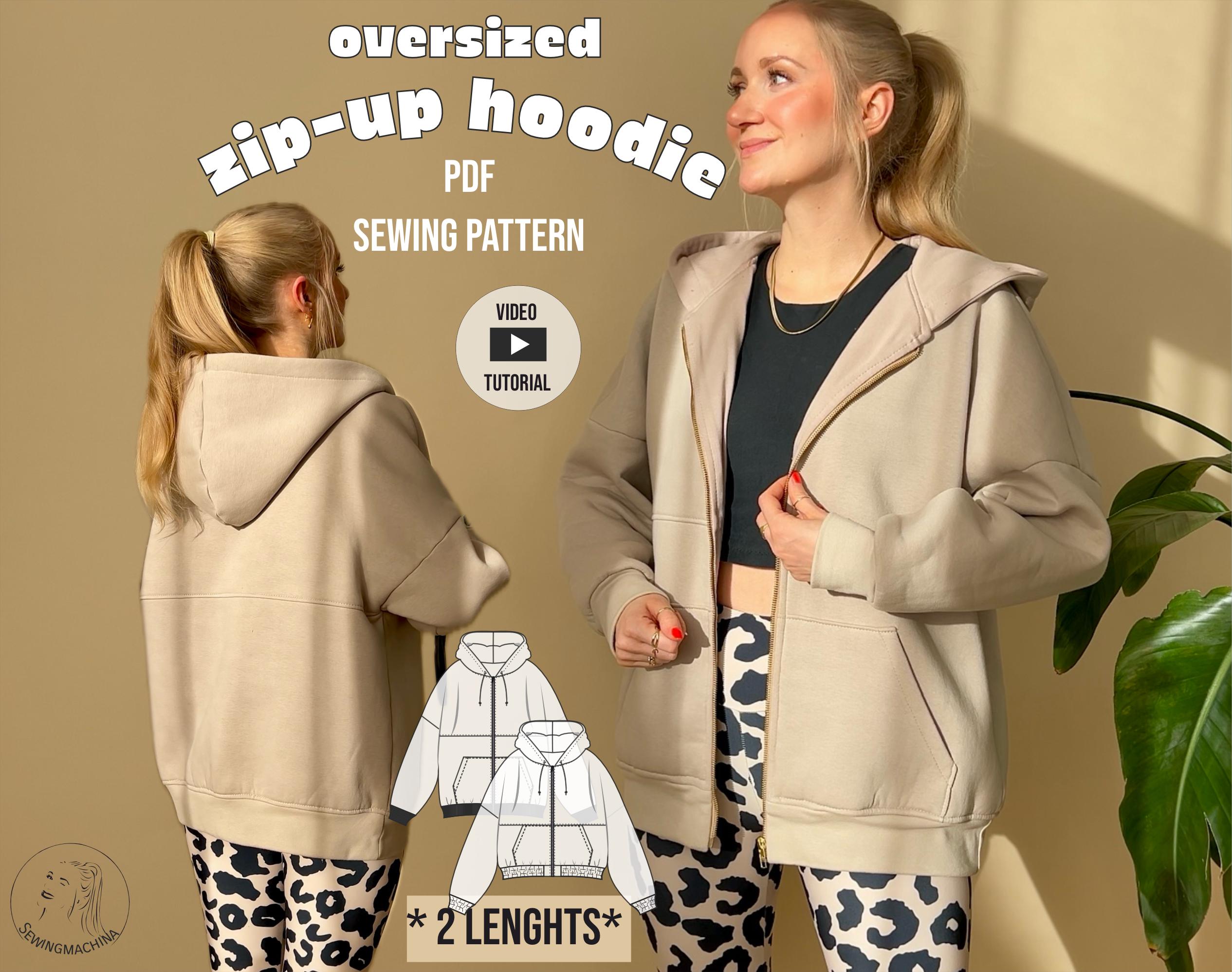 oversize Sweatjacke Henri, PDF Schnittmuster / easy / mit Video Tutorial / zip-up hoodie