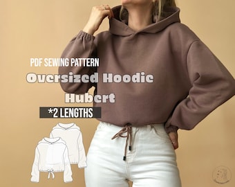 PDF sewing pattern oversized cropped Hoodie Hubert / Schnittmuster E-Book